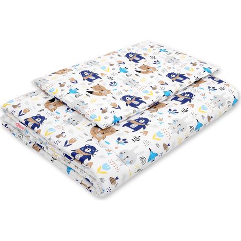 Kinderbettwäscheset mit Füllung 135x100 cm - marineblaue Teddybären (1/2)