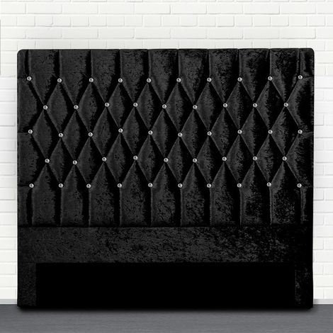 Tête de lit capitonnée noire 140 cm – Strass décoratifs – Style baroque – Épaisseur 4.5 cm – Convient pour sommier 140/160 cm – Meubler Design (1/5)