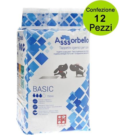 Multipack da 24 confezioni basic tappetini igienici per cani con strisce adesive 60x60 cm