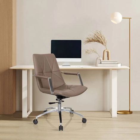 Chaise de bureau / Siège pivotant SARANTO II Similicuir Marron clair hjh OFFICE