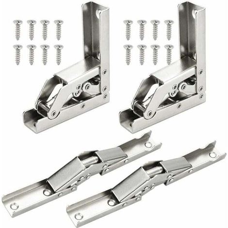 4 PCS Charnières Pliant 90 Degré Plein Recouvrante Charniere Porte en Acier Inoxydable Charniere Meuble Cuisine Invisible avec 16 Vis pour Fermeture d’Armoire de Porte Placard 6.86.82.2cm