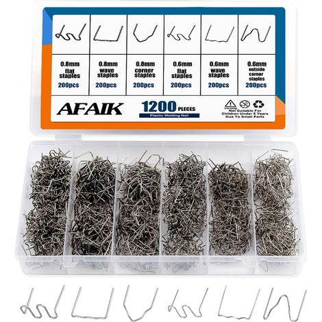 Agrafes Chaudes Métal Agrafes de Soudage de Voiture 1200 PCS 0.6mm/0.8mm Agrafes De Soudure Plastique Avec Boîte pour Réparation De Pare-Chocs De Voiture Soudage de Carrosserie (1/5)