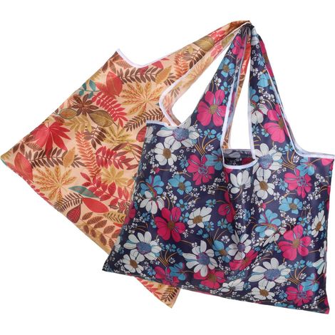 2 Reusable Oxford Cloth Supermarket Bags Foldable Large (1/5)