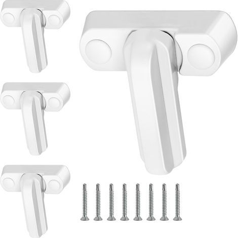 Lot de 4 verrous de fenêtre - Verrous pivotants avec vis de fixation pour portes et fenêtres en PVC (1/5)