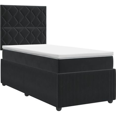 Boxspringbett mit Matratze Schwarz 100 x 200 cm Samt vidaXL (1/5)
