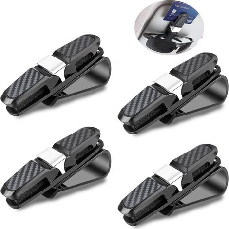 Porte Lunettes pour Voiture 4 Pièces Support Lunette Voiture Clip Rotatif à 180 ° avec Clip Support de Lunettes de Soleil pour Voiture pour Pare-Soleil de Voiture (1/5)