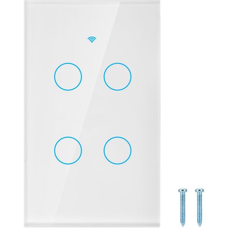 Interrupteur tactile WiFi écran rond, 4 voies AC 95-250V, blanc, prise américaine (1/5)