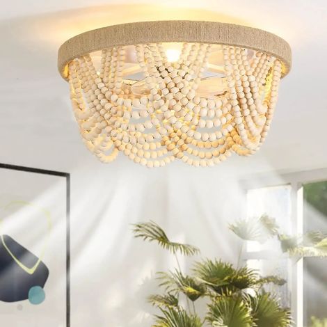 Ventilateur de plafond lumineux de style bohème, avec télécommande, plafonnier de φ50cm, 6 vitesses de ventilation, convient au salon et à la chambre. (1/5)