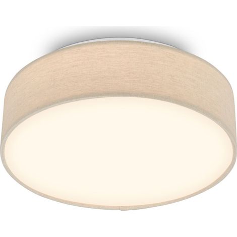 Briloner LED Deckenlampe Stoffschirm Ø30x10,5 cm Rund 16W 1800lm 3000K Warmweiß Beige - Deckenleuchte Wohnzimmer Schlafzimmer Küche Flur (1/5)