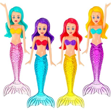 4 Piece Mermaid Bath Toy, Swimming Pool Game, Water Play Figures for Bath, Pool, Beach, Party, Water Activity, Gift Bag, Summer Games and Marine Theme Decoration, Summer, Garden, Holiday (1/2)