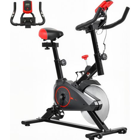 Cyclette domestique avec résistance réglable, cyclette pour appareil photo professionnel avec joint et poignée réglable, moniteur LCD, capteur cardiaque Battito Porta Cellulare e Volano 6kg, Max.100kg (1/5)