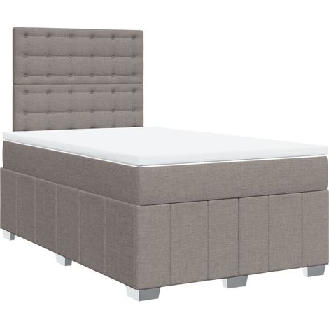 Sommier à lattes de lit avec matelas Taupe 120x200 cm Tissu vidaXL (1/5)