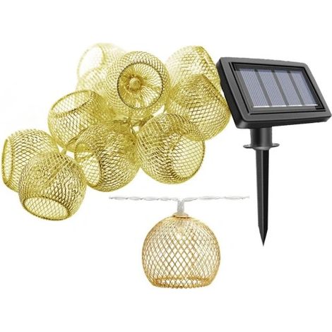 Lampada solare GARLAND 10 LED, colore metallo caldo, modello P-703