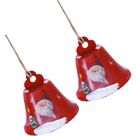 grandes cloches de Noël en fer rouge avec corde Décorations