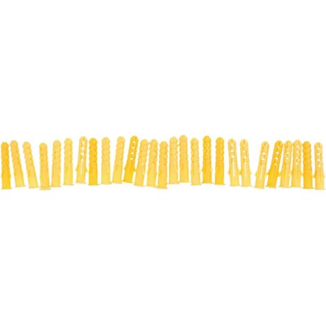 Lot de 50 ou 100 chevilles d'expansion en plastique - Vis murales en nylon - Niveau M6 - Résistance 4,8 - Jaune (1/4)