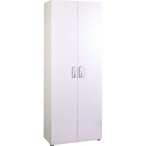 Armadio 2 Ante 5 Ripiani 69,4x36x181 cm in Truciolare Nobilitato Bianco (1/5)