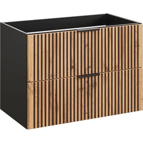 Mueble bajo lavabo 80cm Gaia Madera y Negro (1/4)