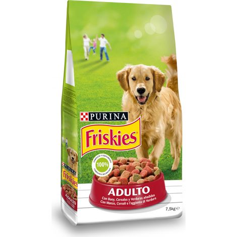 Purina friskies crocchette con manzo e aggiunta di verdure per cani adulti confezione da 7,5 kilogram (1/4)
