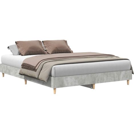 Maison Exclusive - Bettgestell ohne Matratze Betongrau 140x200 cm (1/5)