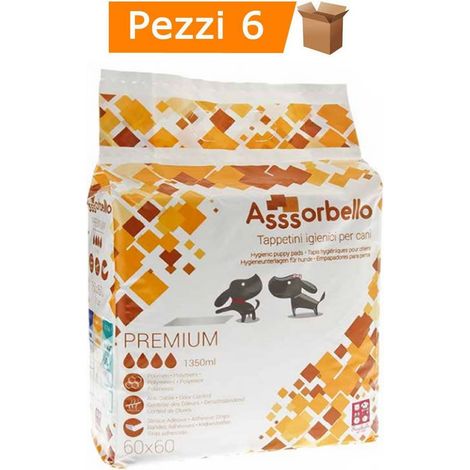 Multipack 6 confezioni assorbello tappetini igienici premium per cani cm 60x60