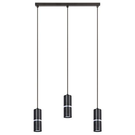 Suspension linéaire métal noir/argent 3xGU10 Kaja Ines