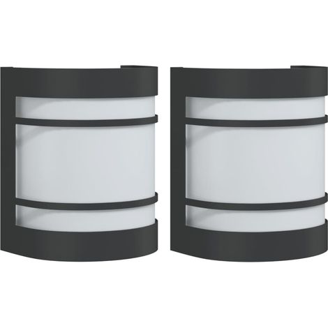 Lot de 2 appliques murales d'extérieur IP44 polyvalentes jardin décoration 13,5 x 10,5 x 16,5 cm en acier inoxydable noir