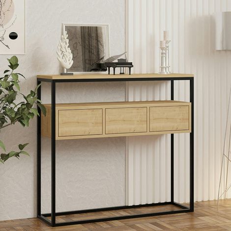 Console d'entrée avec rangement, effet bois clair JENA (1/5)