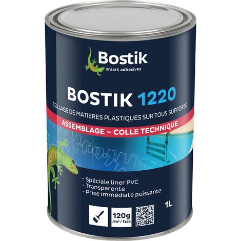 Bostik - Colle Contact Nitrile Liquide 1220 - Multi-Usages - Idéale Pour Liner PVC - Transparente - Pot de 1L (1/5)