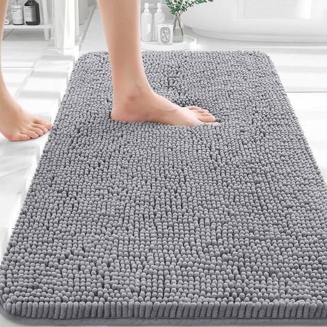 BelleRise - 30 x 20 Zoll große Badematte aus ultraweichem und saugfähigem Chenille, mit Gummirückseite, schnelltrocknend und maschinenwaschbar. (1/5)
