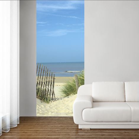 Papier peint intissé 250 cm X 96 cm, bord de mer, ciel bleu, dunes - Décorez votre intérieur avec ce magnifique papier peint (1/2)