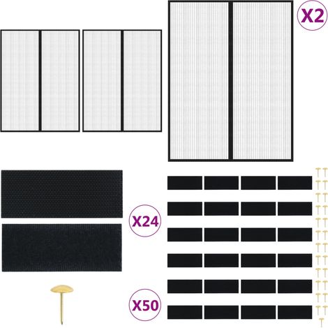 Fliegengitter-Türvorhänge 2 Stk. Magnet Schwarz 230x160 cm - Insektenschutz - Fliegengittertür - Moskitonetze - Türvorhang - Magnetverschluss - Home & Living (1/5)