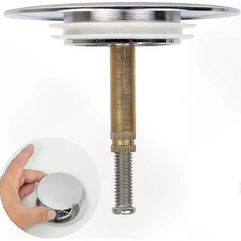 Bouchon de baignoire en laiton réglable en hauteur (70 mm) avec finition chromée à double joint. (1/5)