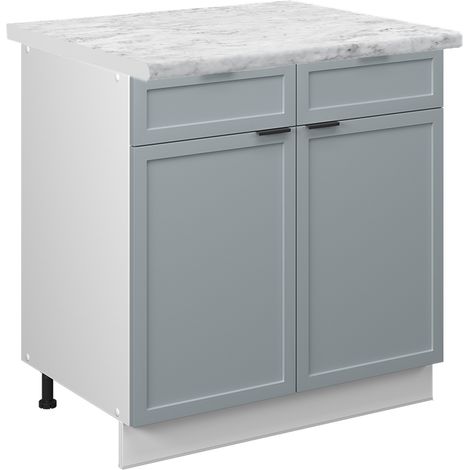 Mobiletto base per cucina Fame-Line, Blu-grigio chiaro, 80 cm , PL Marmo, Vicco