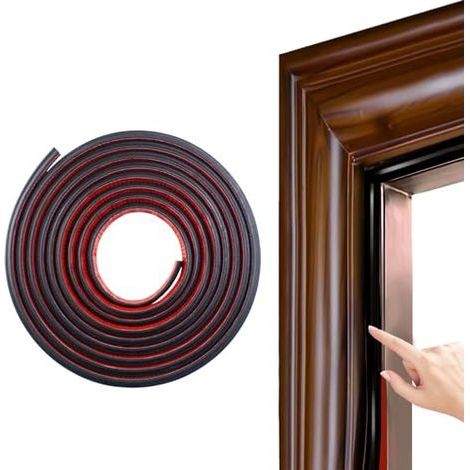 Joint Porte Fenetre Isolation, Type D Caoutchouc Joint De Etancheite Porte, Bande Calfeutrage Porte Voiture, Autocollante Bande D'étanchéité (6M2PCS,D-Noir) (1/5)