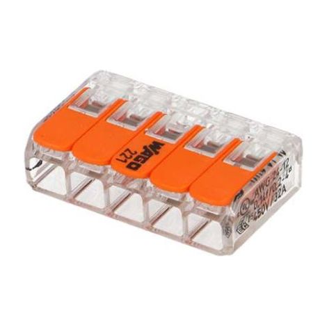 25 mini connecteur WAGO 5 entrées pour fil souple ou rigide