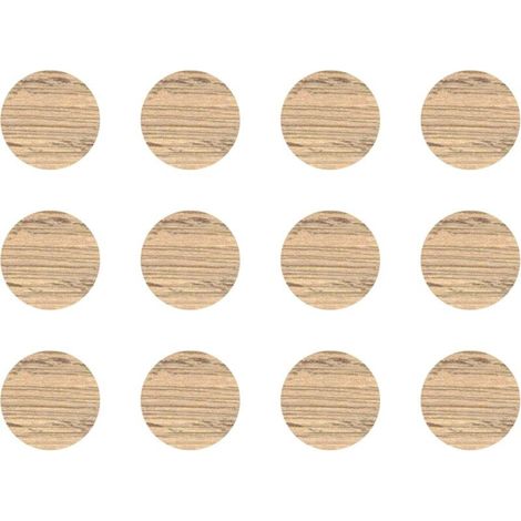 12x Cache vis adhésif autocollant diamètre 40mm protection bouchon trou obturateur meuble table chaise maison, Chêne nagano (1/4)