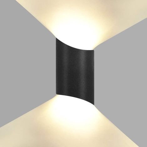Luminaire mural LED 10W moderne étanche, applique aluminium noir 3000K, lavage mural intérieur/extérieur, éclairage haut et bas, design épuré. (1/5)