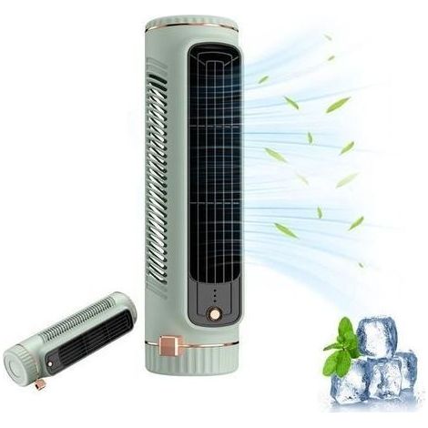 Ventilateur colonne silencieux, rafraîchisseur d'air, climatiseur, ventilateur tour, 3 vitesses, rechargeable par USB, vert (1/5)