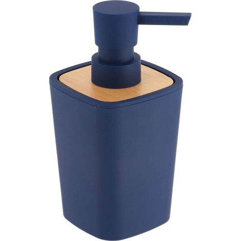 Dispensador de jabón de goma + abs y bambú 380 ml - azul marino - Tendance (1/2)