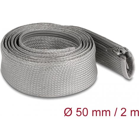 Delock Manga trenzada con cierre de cremallera resistente al calor 2 m x 50 mm gris
