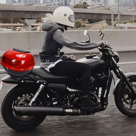 Großes Fassungsvermögen, wasserdicht, stoßfest, universelles Motorrad-Topcase, weinrot (1/5)
