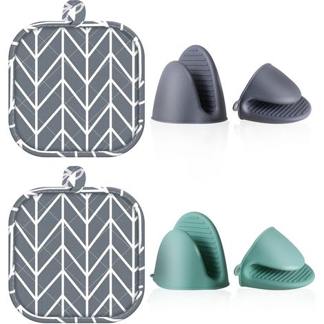 De 6 Pièces Maniques Cuisine, Gant Four, Gant Four Anti Chaleur, Maniques Cuisine Silicone, Antidérapant Et Anti-brûlure