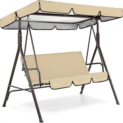 Coussin de remplacement pour balancelle de jardin, 142x120x18cm / 150x50x10cm, housse de siège imperméable, lot de 2 pièces, tissu résistant aux intempéries, idéal pour hamac ou banc suspendu, garnitu (1/5)