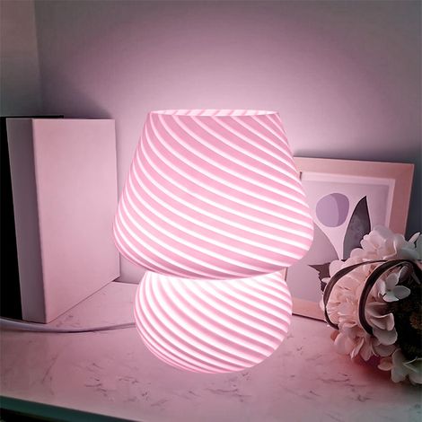 Lampe de Table Champignon, Lampe de Bureau en Verre LED, Lampe d'ambiance USB 3 Couleurs en Forme de Champignon pour Salon, Chambre à Coucher (1/5)
