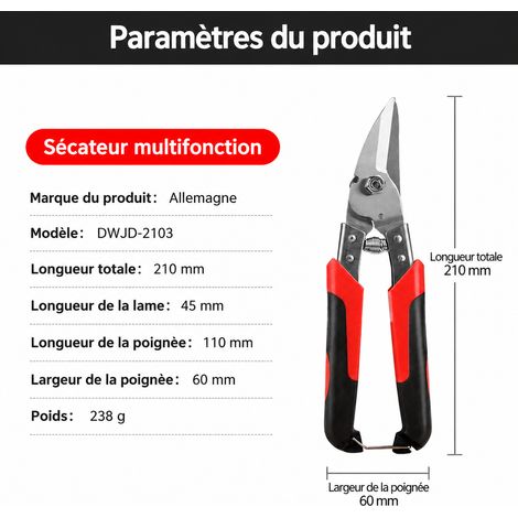 Cisaille à tôle petit modèle Delixi CR-V manche PVC 245 mm 45 mm 289 mm 35 × 10 × 3 cm 500 g – Livraison gratuite