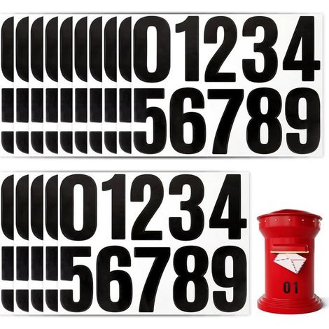 Filiyano-Autocollants chiffres en vinyle imperméable - 16 pièces, 10 cm, noirs - Convient pour les boîtes aux lettres, les fenêtres, les portes et les (1/5)