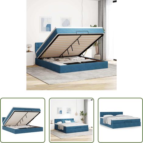 vidaXL Samt - Ottoman-Bett mit Matratze Dunkelblau 180x200 cm Samt (1/5)