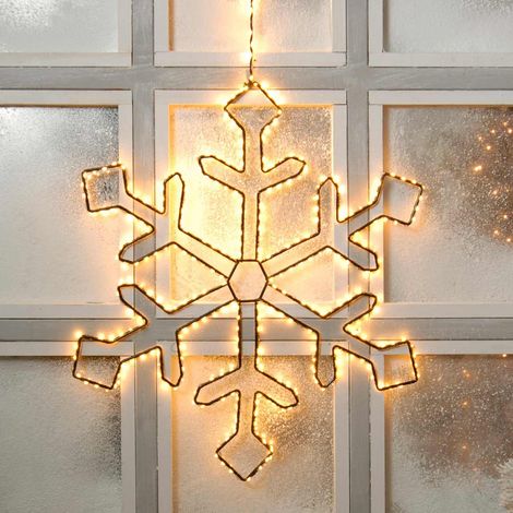 Festive 58cm Black Snowflake Christmas Decoration 345 Warm White LEDs (1/2)
