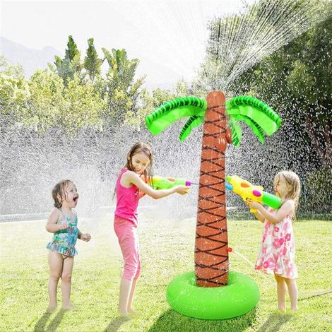 Arroseur gonflable en forme de palmier cocotier 155 cm – Jouet aquatique pour enfants – Arroseur de jardin avec 12 trous d'arrosage – Fontaine d'eau en PVC pour jardin, pelouse, piscine et fête d'été (1/5)