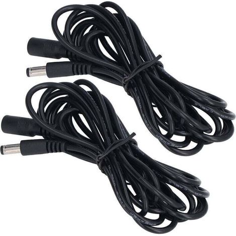 2 pièces LED lumière solaire rallonge surveillance cble de connexion d'alimentation 5.5x2.1mm DC12V 24V (1/5)